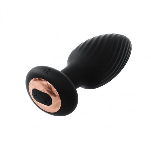 MizzZee - Rotating Vibrating Anal Butt Plug Wireless Remote (Chargeable - Black)